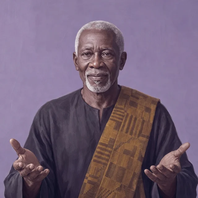 Gonga, your guide, with open hands